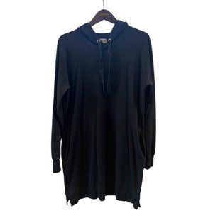 Black Sweatshirt Hoodie Mini Dress - Size S